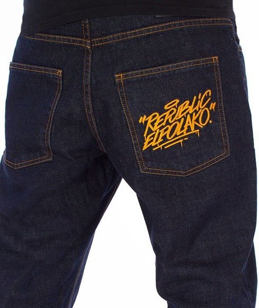 El Polako-Splash Tags Slim Jeans Spodnie Dark Blue