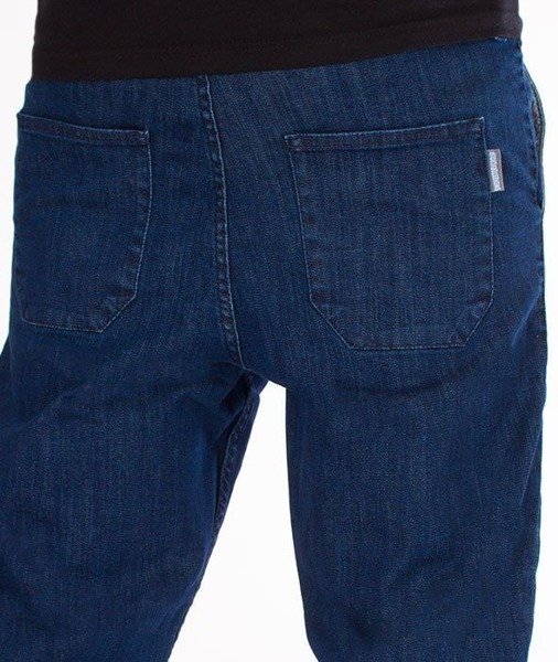 SmokeStory-Jeans Stretch Straight Fit Guzik Spodnie Medium Blue
