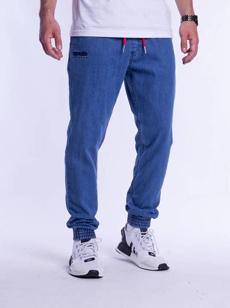 El Polako CLASSIC FRONT Jogger Slim jeans z Gumą jasne spranie